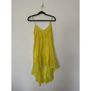 Billabong Neon Yellow Spaghetti Strap V Neck High Low Hem Sun Dress Small